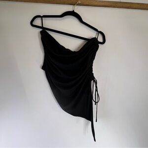 Black Asymmetrical Women's Cropped Tube Top Large Whimsigoth Edgy Fairy Grunge